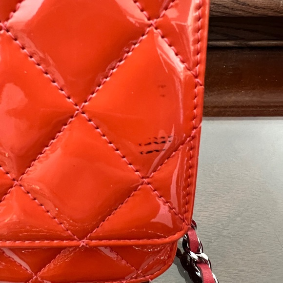 Chanel patent tangerine wallet on chain - Picture 3 of 7